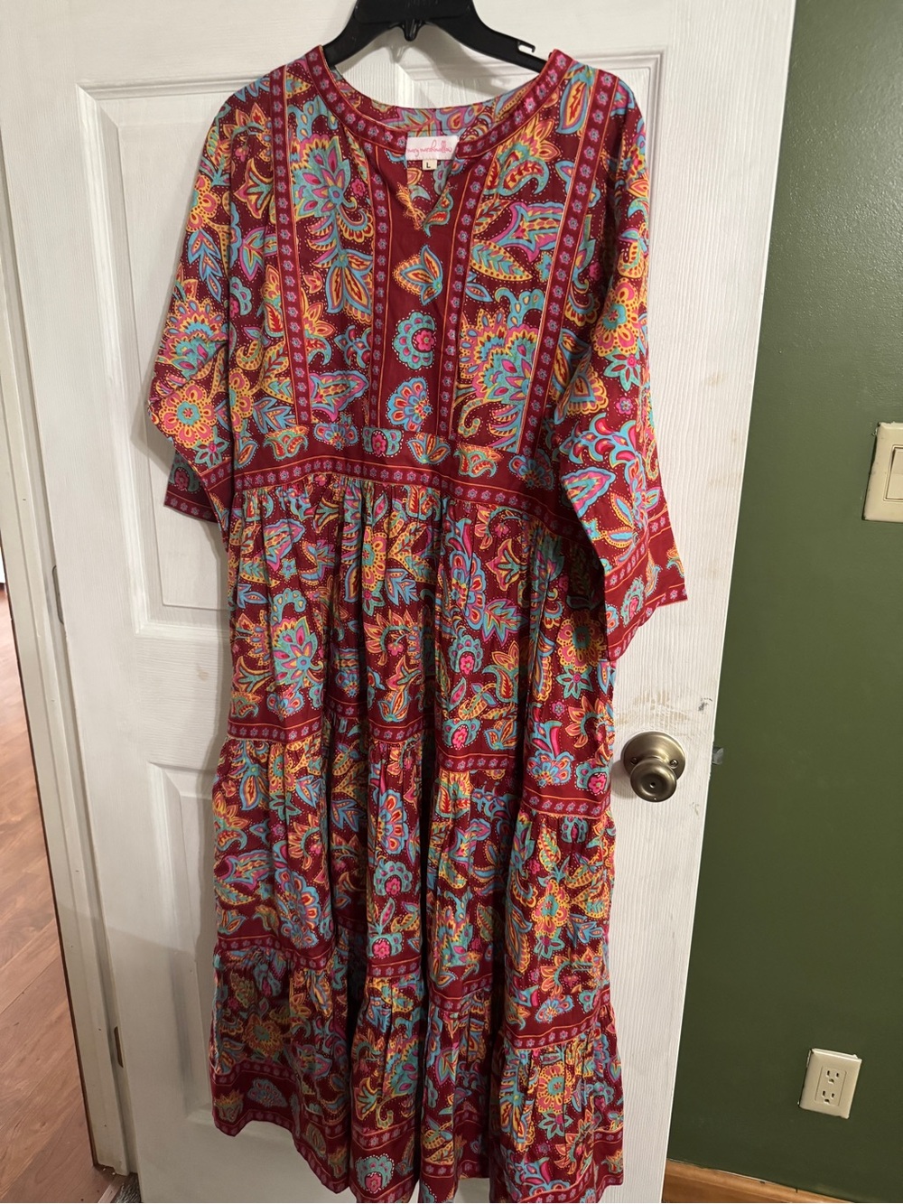 Mary Marshmallow Bobo Dress Printed Bright Paisley Floral Large